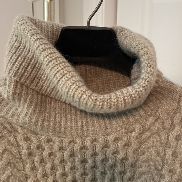 Club Monaco wool and angora blend cropped cowl neck sweater in grey - Picture 3 of 9